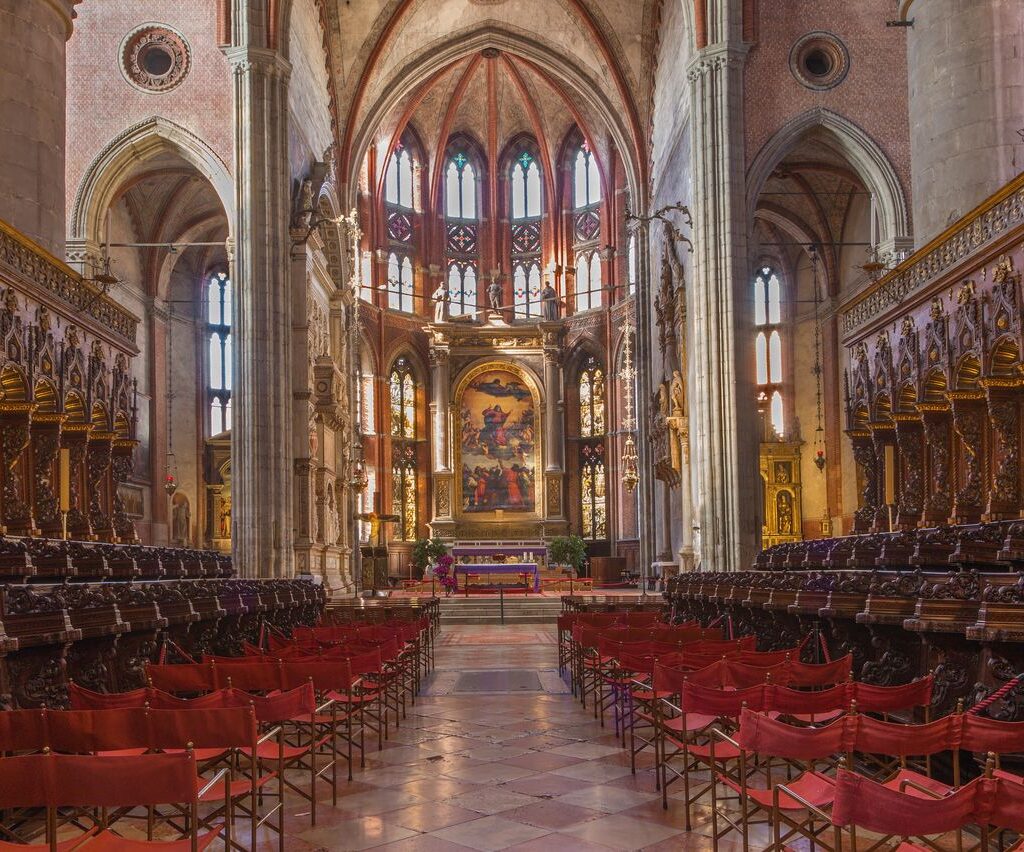 Venice – Indoor of church Santa Maria Gloriosa dei Frari.